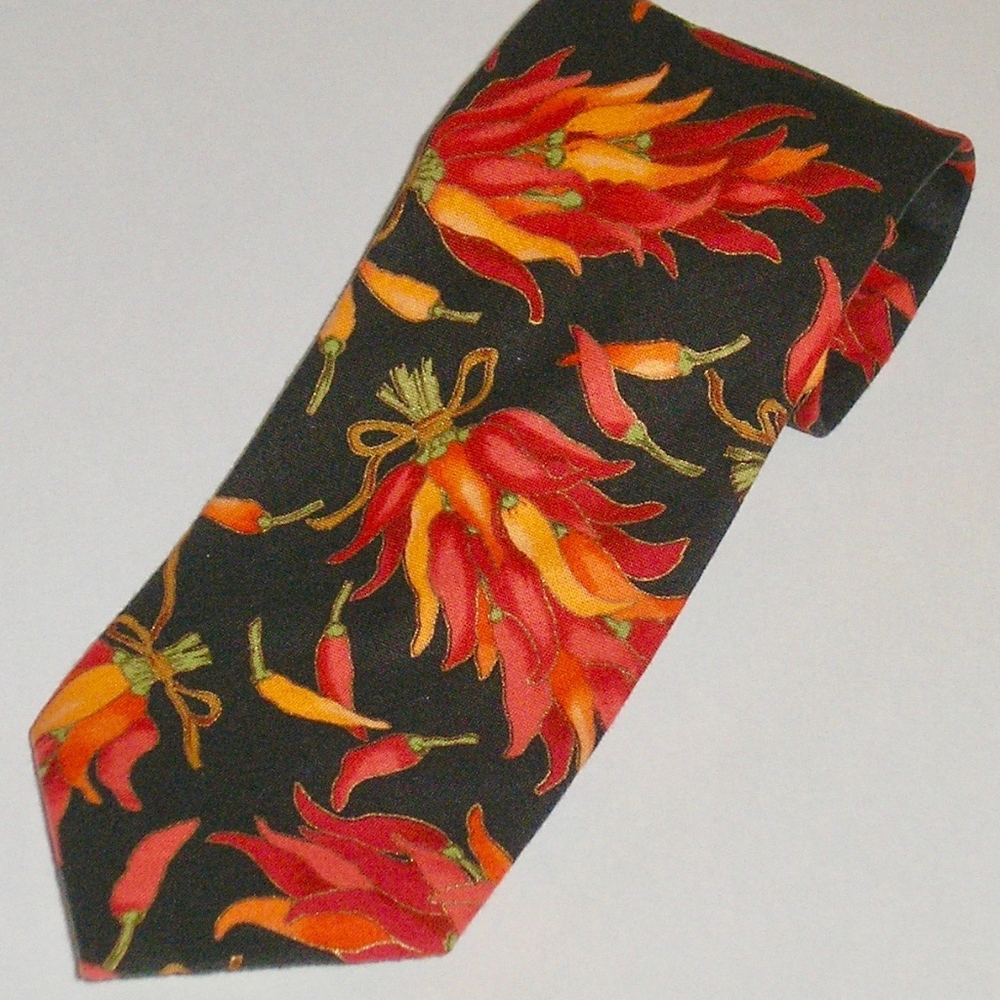 MEN'S TIE WITH ORANGE PEPPERS BY DEM CRAZY